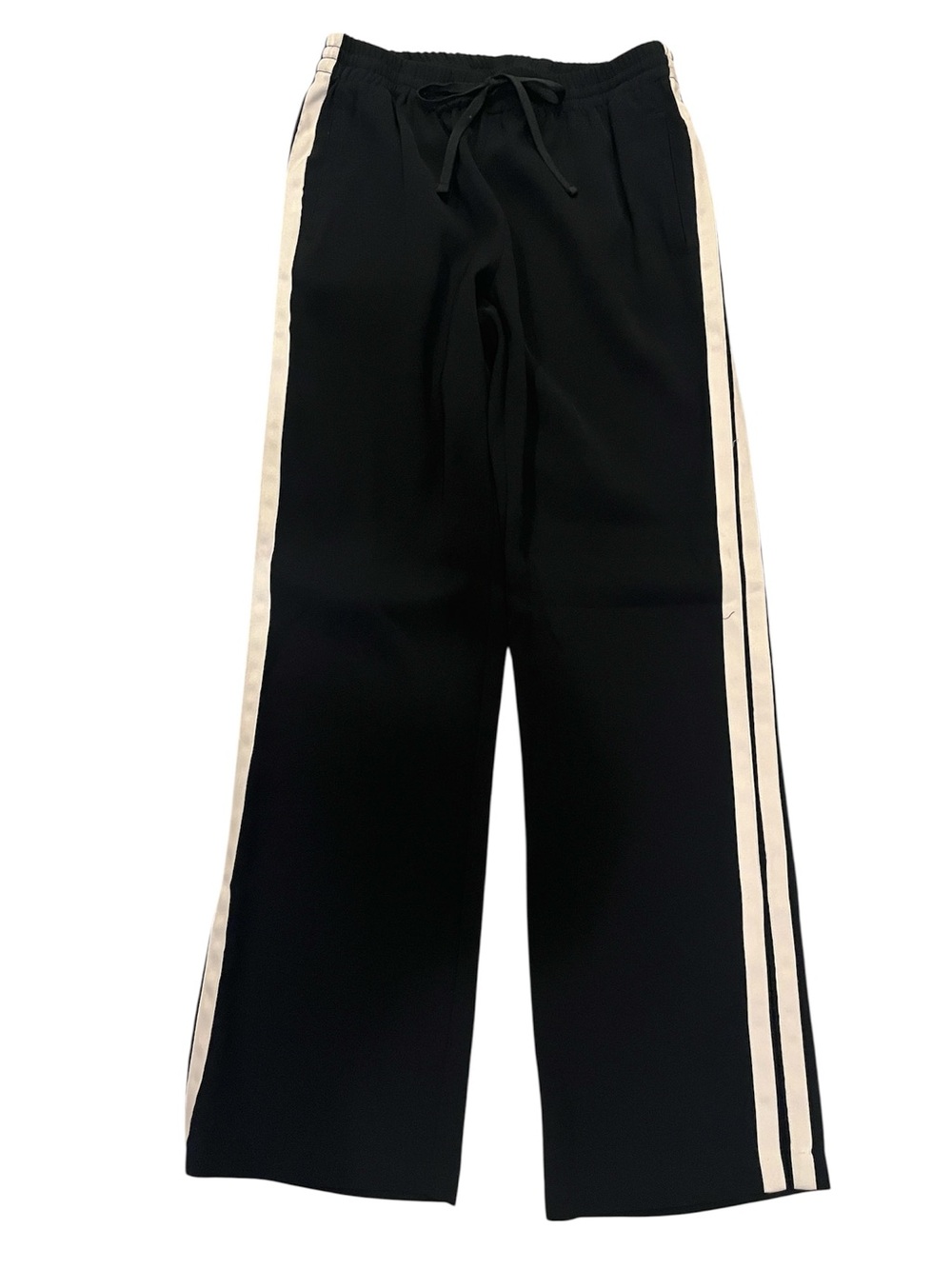 Dance & Marvel Black Pants with Cream Stripes along Sides Small Drawstring